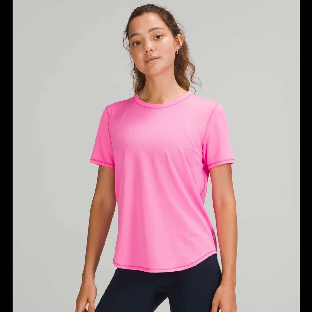 Lululemon High Neck Running and Training T-Shirt Pow Pink Light Size 4